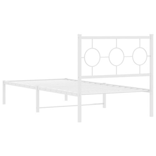 Sengeramme med sengegavl 90x200 cm metal hvid