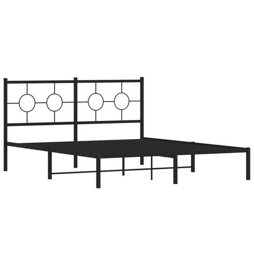 Sengeramme med sengegavl 150x200 cm metal sort