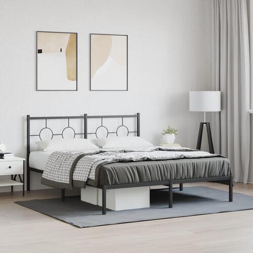 Sengeramme med sengegavl 150x200 cm metal sort