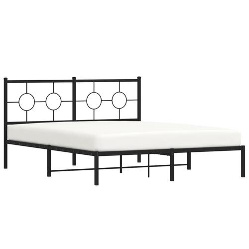 Sengeramme med sengegavl 150x200 cm metal sort