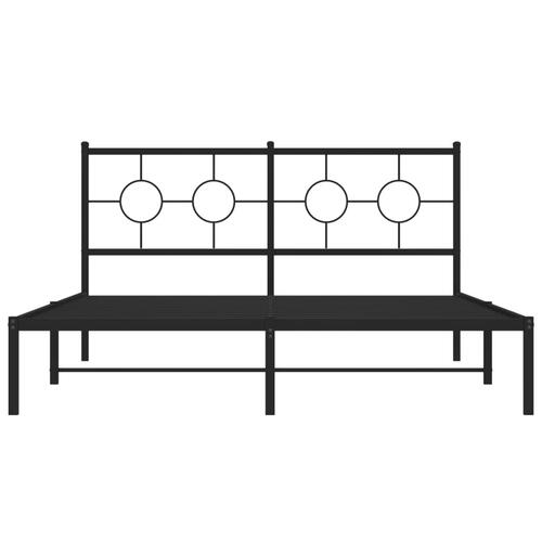 Sengeramme med sengegavl 150x200 cm metal sort
