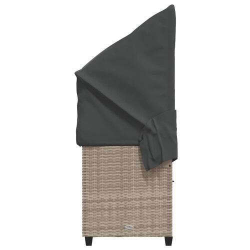 Loungesofa med baldakin og hynder polyrattan lysegrå