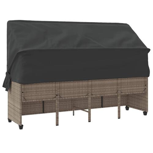Loungesofa med baldakin og hynder polyrattan lysegrå