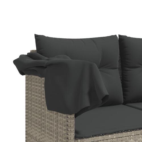 Loungesofa med baldakin og hynder polyrattan lysegrå