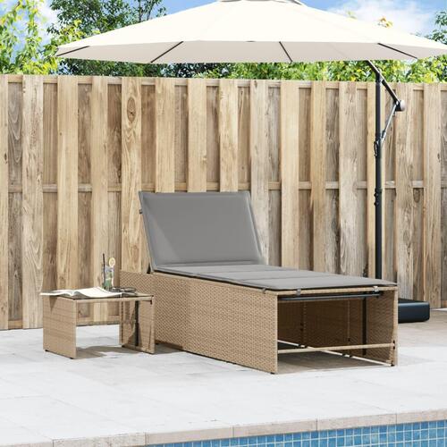 Liggestole 2 stk. med bord polyrattan beige