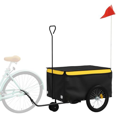 Cykelanhænger 30 kg jern sort og gul