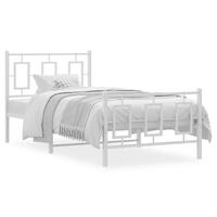 Sengeramme med sengegavl og fodgærde 90x190 cm metal hvid
