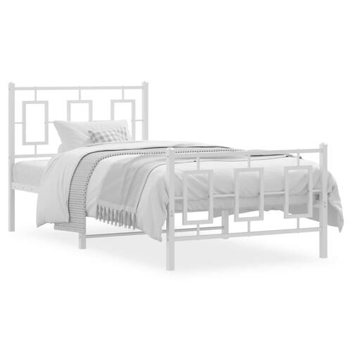 Sengeramme med sengegavl og fodgærde 90x190 cm metal hvid