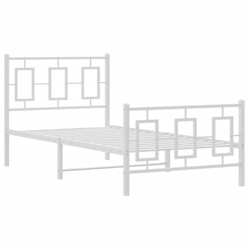 Sengeramme med sengegavl og fodgærde 90x190 cm metal hvid
