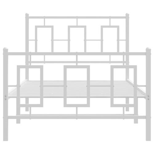 Sengeramme med sengegavl og fodgærde 90x190 cm metal hvid