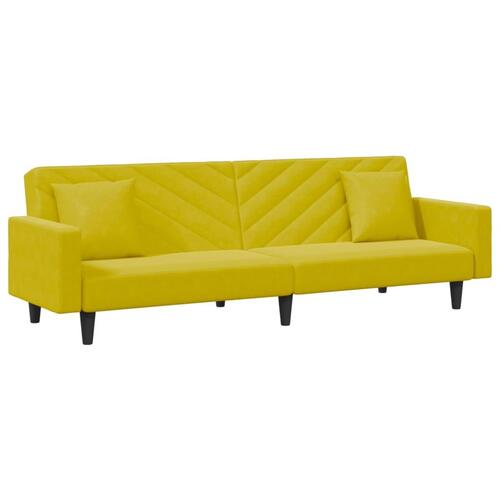 2 personers sofa med puder velour gul
