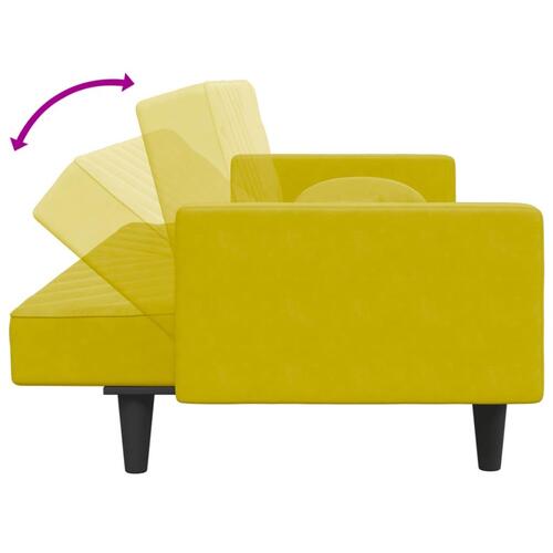 2 personers sofa med puder velour gul