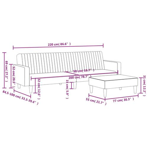 2 personers sofa velour lysegrå