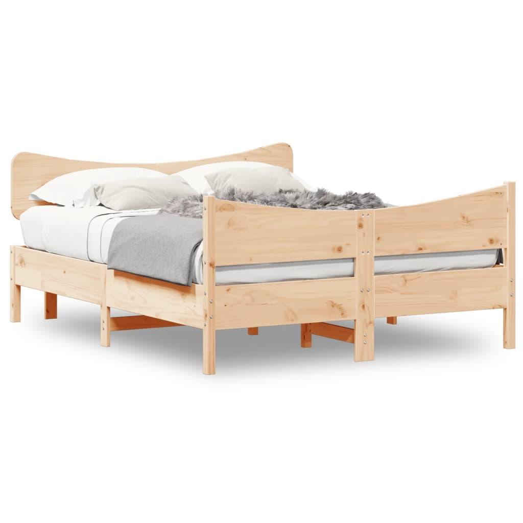 Sengeramme uden madras 135x190 cm massivt fyrretræ hvid