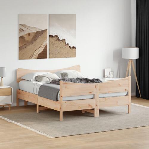 Sengeramme uden madras 135x190 cm massivt fyrretræ hvid