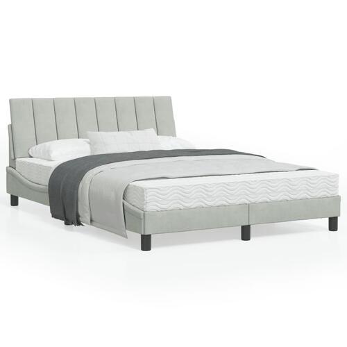 Sengeramme med LED-lys 120x200 cm velour lysegrå