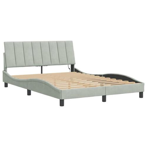 Sengeramme med LED-lys 120x200 cm velour lysegrå