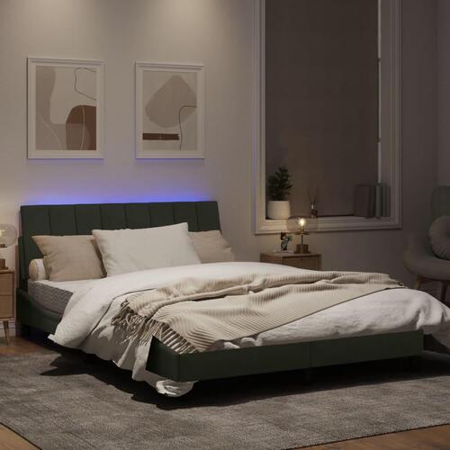Sengeramme med LED-lys 120x200 cm velour lysegrå