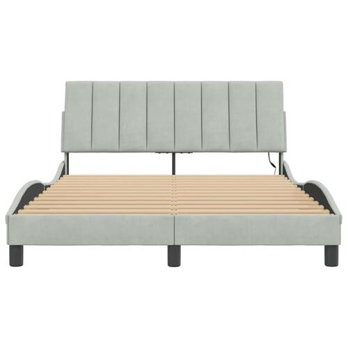 Sengeramme med LED-lys 120x200 cm velour lysegrå