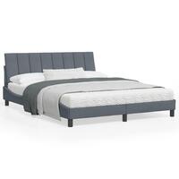 Sengeramme med LED-lys 160x200 cm velour mørkegrå