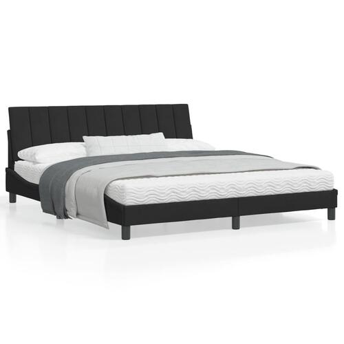 Sengeramme med LED-lys 180x200 cm velour sort
