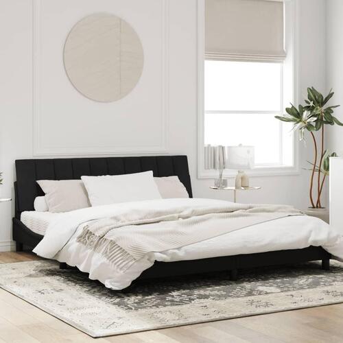 Sengeramme med LED-lys 180x200 cm velour sort