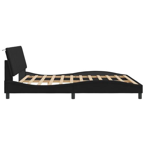 Sengeramme med LED-lys 180x200 cm velour sort