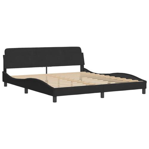 Sengeramme med LED-lys 180x200 cm velour sort