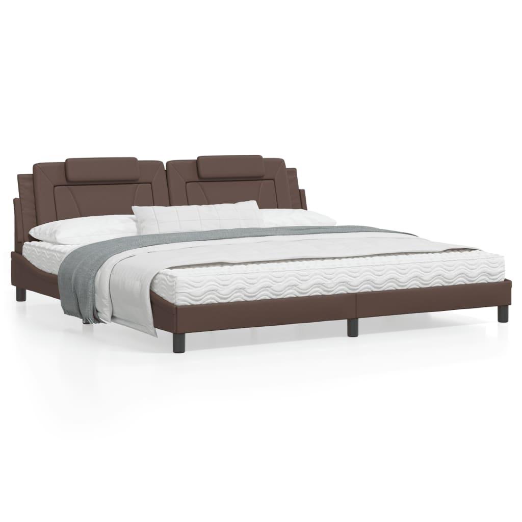 Sengeramme uden madras Viana 200x200 cm kunstlæder brun