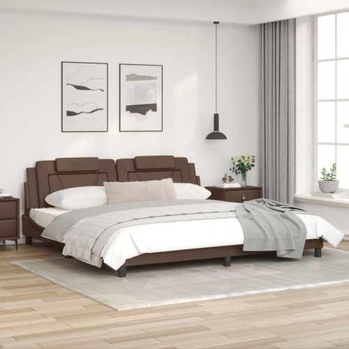 Sengeramme uden madras Viana 200x200 cm kunstlæder brun