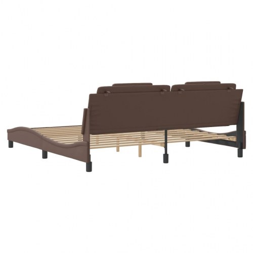 Sengeramme uden madras Viana 200x200 cm kunstlæder brun