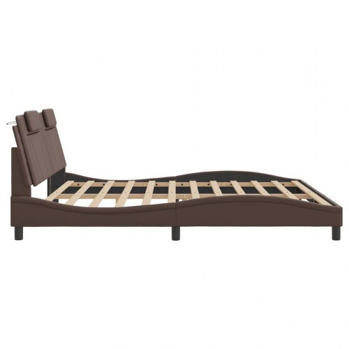 Sengeramme uden madras Viana 200x200 cm kunstlæder brun