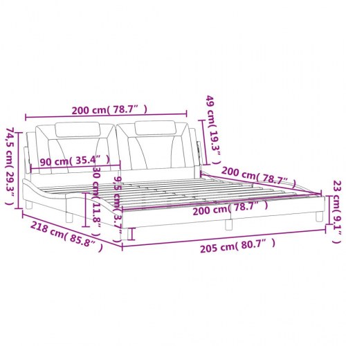 Sengeramme uden madras Viana 200x200 cm kunstlæder brun