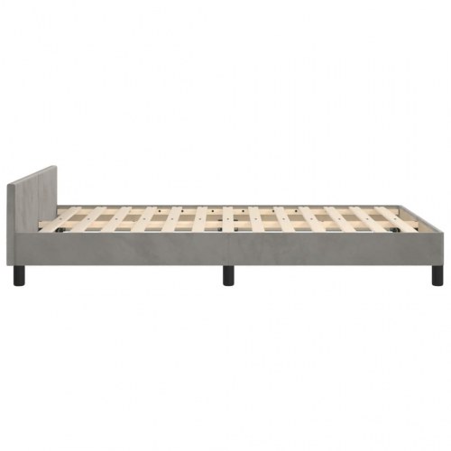 Sengeramme med sengegavl 120x190 cm - fløjl, lysegrå