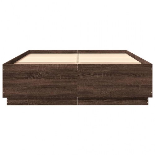 Sengestel 150x200 cm konstrueret træ brun eg