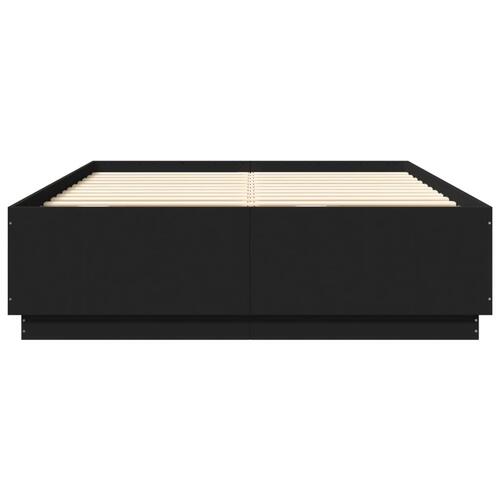 Sengestel 140x200 cm massivt træ sort