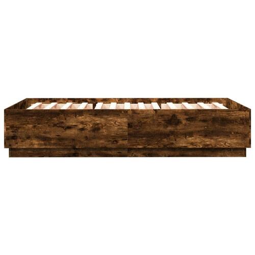 Sengestel 150x200 cm konstrueret træ røget eg