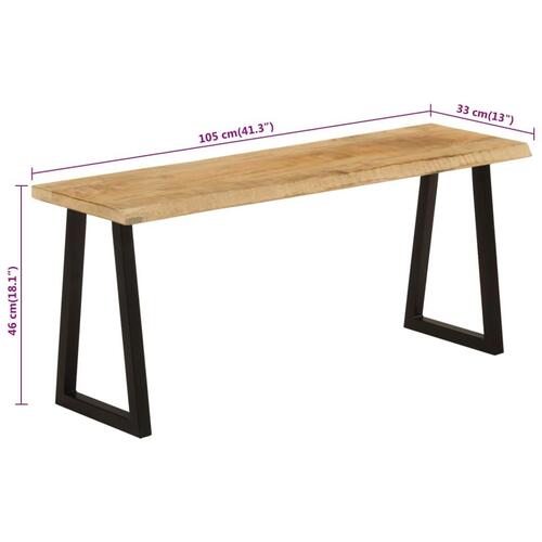 Bænk med naturlig kant 105 cm massivt mangotræ