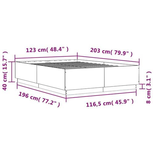 Sengeramme med LED-lys 120x200 cm konstrueret træ sort