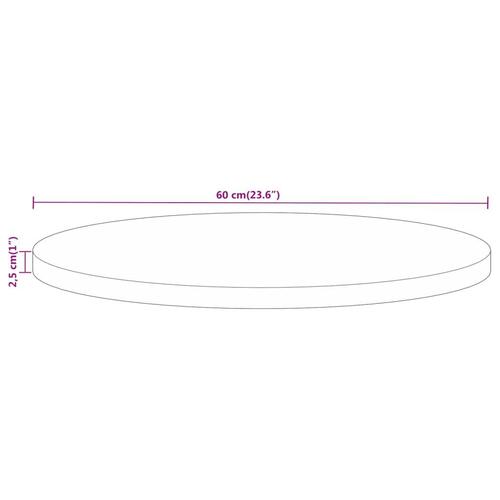 Bordplade Ø60x2,5 cm rund massivt mangotræ