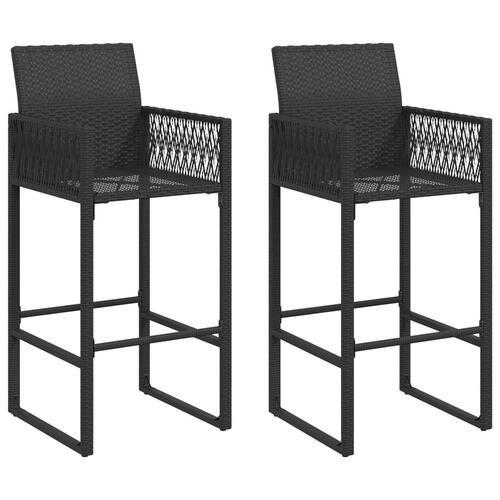 Udendørs barstole 2 stk. polyrattan sort
