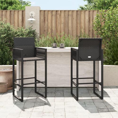 Udendørs barstole 2 stk. polyrattan sort