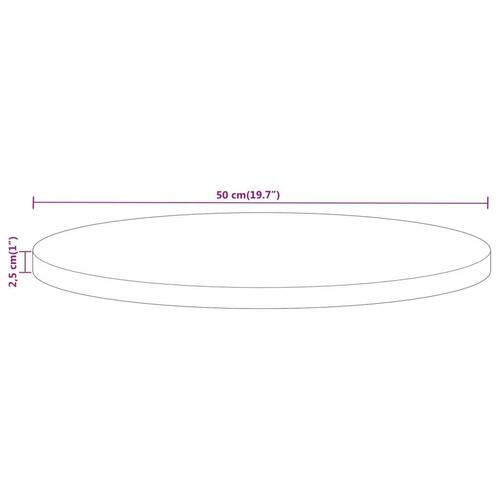 Bordplade Ø50x2,5 cm rund massivt mangotræ