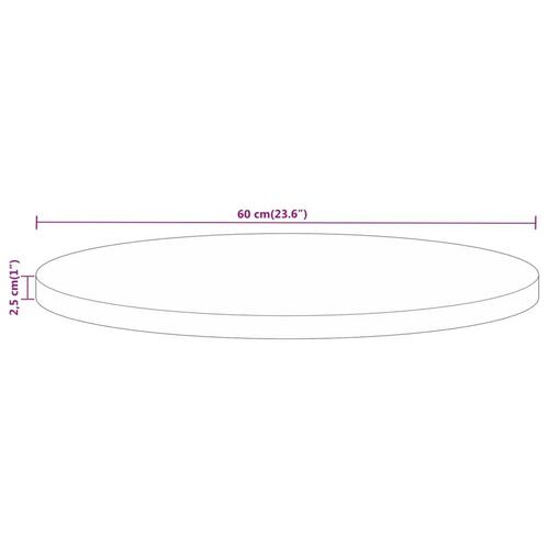 Bordplade Ø60x2,5 cm rund massivt mangotræ