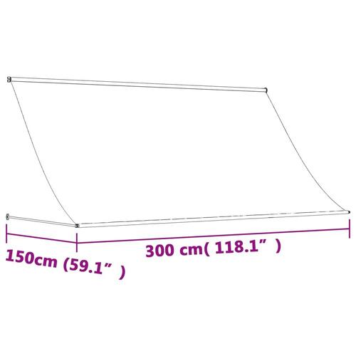 Markise 300x150 cm sammenrullelig stof og stål cremefarvet