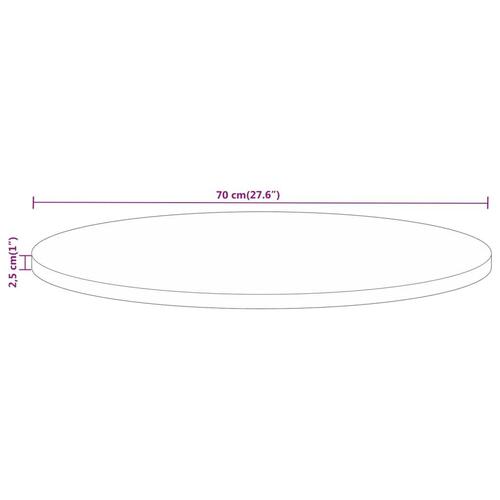 Bordplade Ø70x2,5 cm rund massivt mangotræ