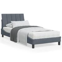 Sengeramme med LED-lys 90x190 cm velour mørkegrå