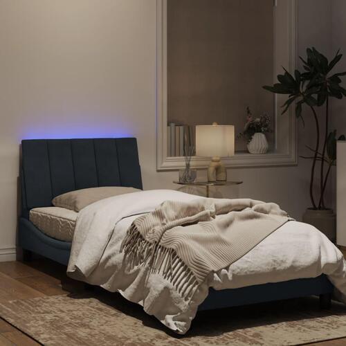 Sengeramme med LED-lys 90x190 cm velour mørkegrå