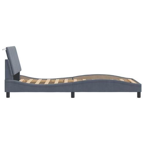 Sengeramme med LED-lys 90x190 cm velour mørkegrå