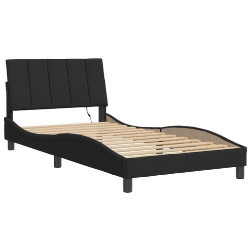 Sengeramme med LED-lys 100x200 cm velour sort